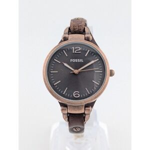 Fossil Georgia Watch Womens 32mm Rose Gold Tone Leather New Battery ES3200